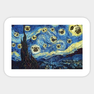pug starry night Sticker